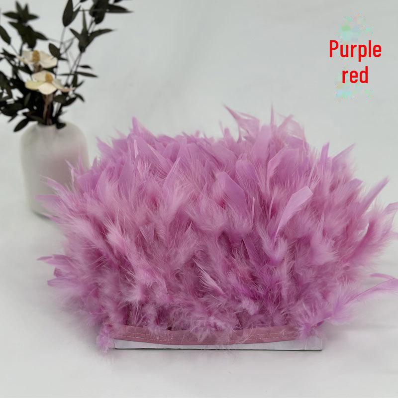 Red Lace Net Turkey Feather Strips for DIY Handmade Wedding Dance Costumes and Decorations
