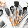 Kitchen Utensils Silicone Spatula Spoon Soup Ladle Slotted Turner Pasta Server Non-stick Silicone Cooking Tools with Wood Handle