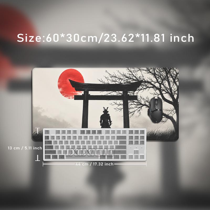 Red Sun Torii Samurai Mouse Pad Gamer printon demand Mousepad XXL Mechanical Keyboard Pad Office Office Accessories Mice Pad