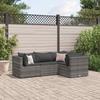 VidaXL Garden Lounge Set 4 Pcs with Cushions Grey Wicker, Outdoor Sofa Set, Garden Corner Sofa, 3308074
