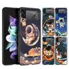 Z Flip 4 Phone Case for Samsung Galaxy Z Flip 3 5G ZFlip3 Flip3 Zflip Flip4 Black Hard Cover Cute Cartoon Astronaut Shell Coque