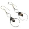 Smoky Quartz Gemstone Handmade Silver Jewelry Earrings 1.5''