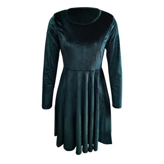 Женское платье осень-весна с круглым вырезом, А-силуэта, большой размер, однотонное, с длинными рукавами, из бархатной ткани, длиной выше колена, короткое платье для свиданий, выпускных вечеринок