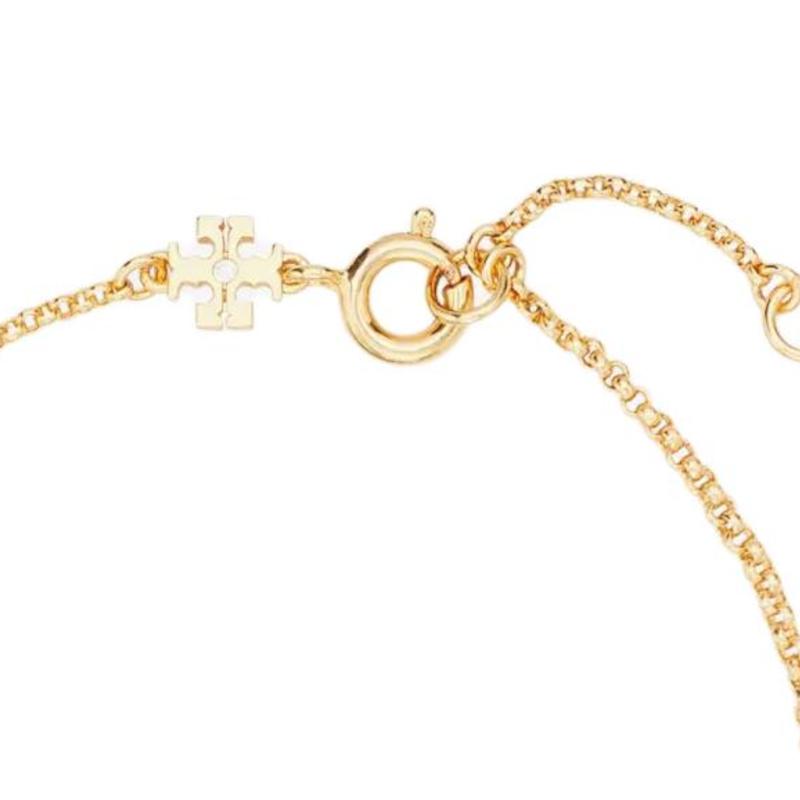 TORY BURCH T-shaped design glass brass bracelet women's gold 171661-783-gold F