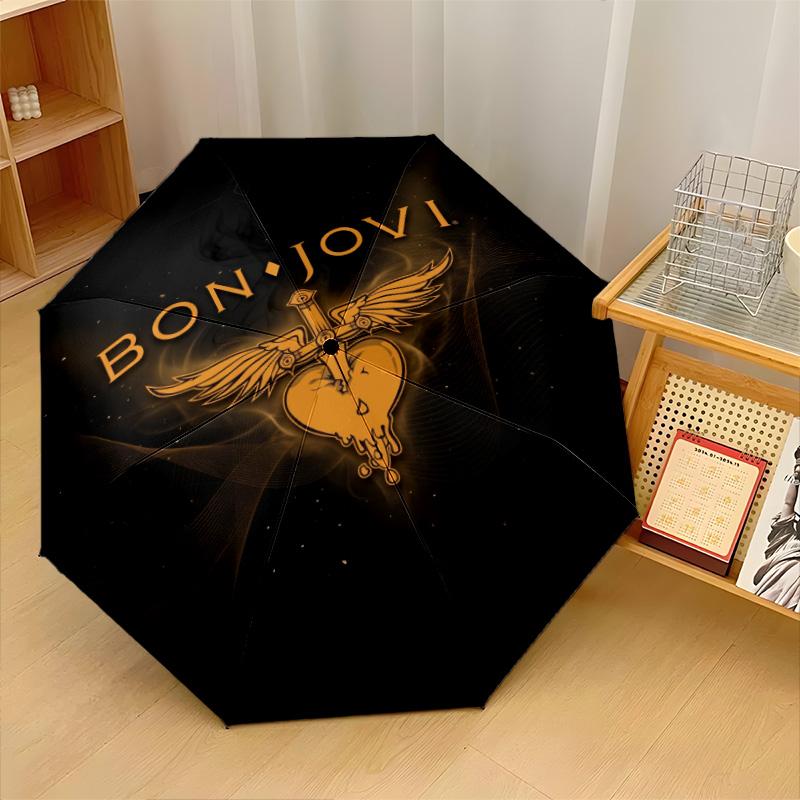 Принт Bon Jovi 8?Автоматический зонт с ребрами, ветрозащитный, легкий, складной, для путешествий на открытом воздухе