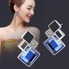 Women's Fashion Rhombic Rhinestone Eardrop Korean Style Earrings Party Jewelry