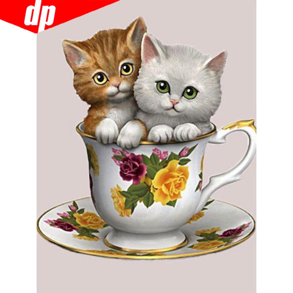 Алмазная вышивка животное кошка Алмазная картина вышивка крестом 5D DIY полная круглая мозаичная картина