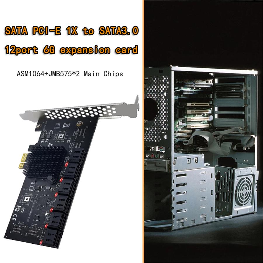 PCIE 1X To 12-Port SATA3.0 Card For Chia Mining For WIN10 LINUX UBUNTU System