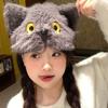Смешная Плюшевая Шапка с Кошачьими Ушками Зимняя Флисовая Шапка Для Взрослых Детей Мягкая Теплая Унисекс Милые Аксессуары для Костюма Животного