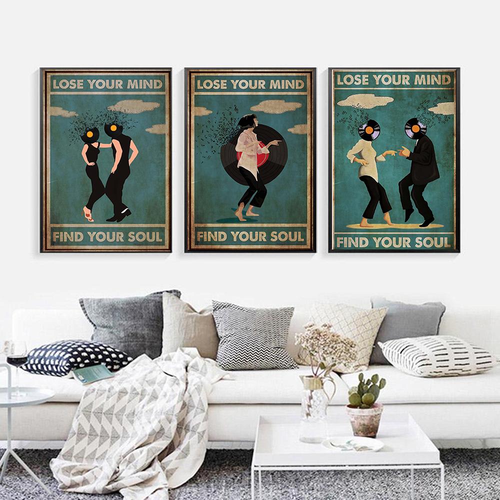 Mental Be Kind Lose Your Mind Find Your Soul Poster and Print Dance Wall Decoration Vintage Posters Wall Art Home Painting Decor