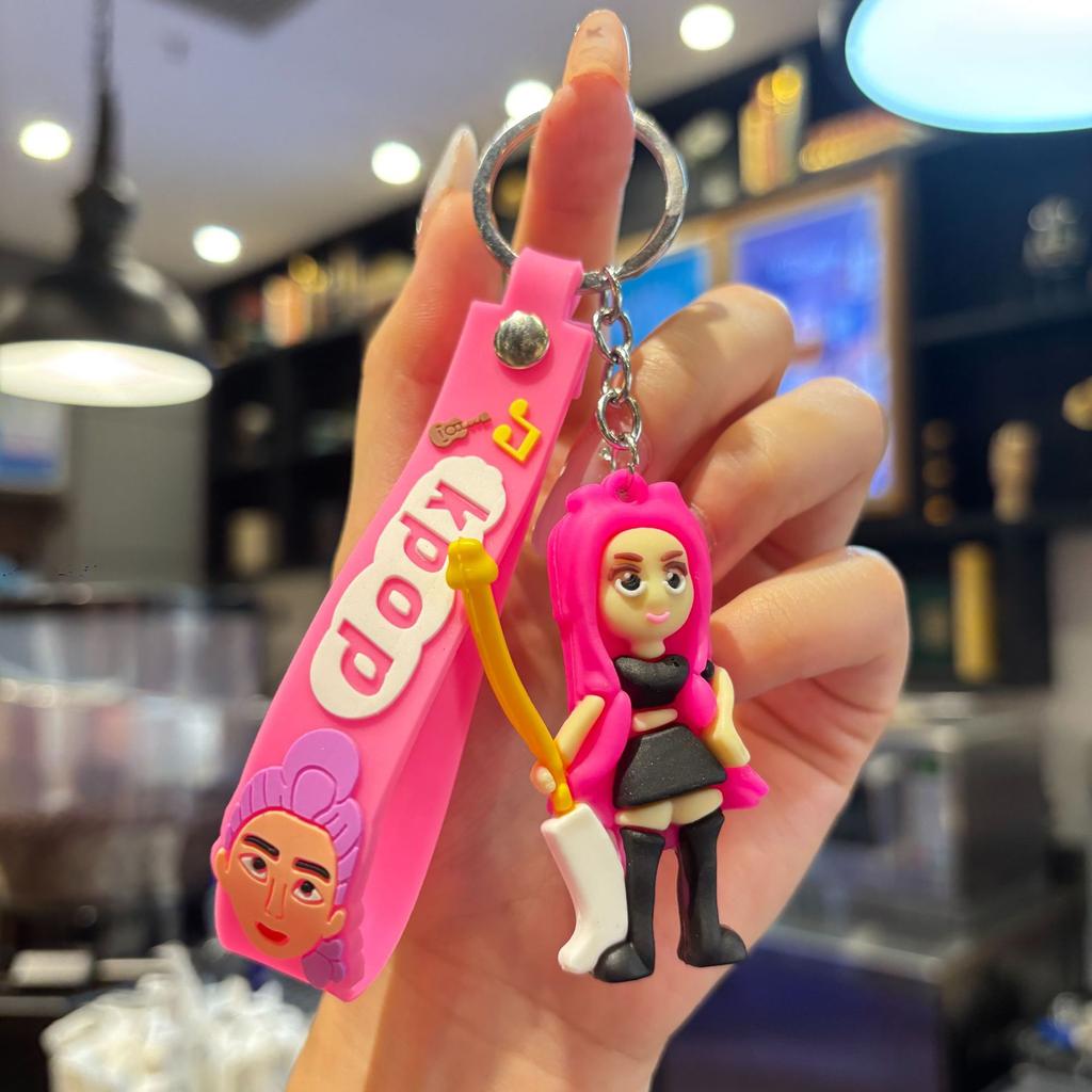 Kpop Demon Hunter Cartoon Keychain Bag Hanging Pendant Backpack Earphone Case Decoration Accessories Car Keyring Birthday Gifts