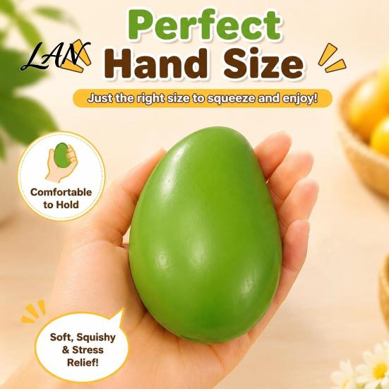 Interactive Sensory Toy Crunchy Mango Squeeze Stress Ball, Color Changing Fidget with Crisp Tactile Reliever Sound, High Elastic Decompression
