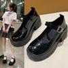 Стильные туфли на толстой подошве, весна-лето, маленькая кожаная обувь с пряжкой в ​​британском стиле, повседневная женская обувь