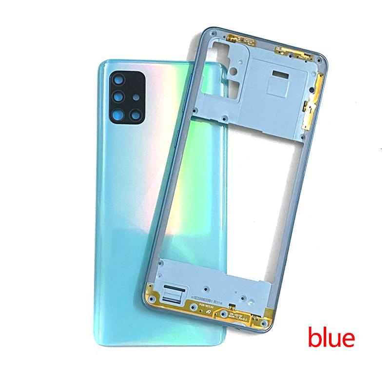 Для Samsung Galaxy A51 A515 A515F A515FN A515X Корпус Средняя Рамка крышка Аккумулятор Задняя Панель Задняя Камера Линза Логотип