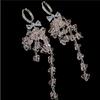 Light Luxury Zircon Bowknot Irregular Tassel Earrings for Women Delicate Crystal Long Dangle Earring Party Daily Wedding Jewelry