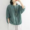 Summer Oversized Loose Casual Solid Color Imitation Cotton and Linen Short Sleeved T-shirt Top Half Sleeved T-shirt