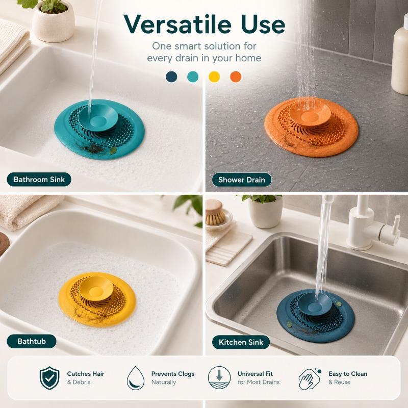 Sink Plug Bathroom Hair Catcher Stopper Silicone Shower Floor Drain Cover Filter Deodorant Anti-clogging Kitchen Drain Strainer
