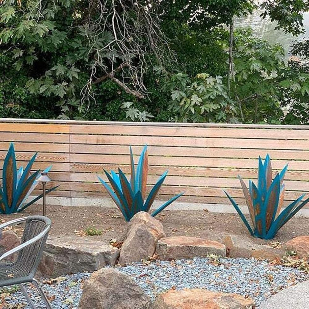 Большая скульптура из текилы в деревенском стиле, металлические растения для патио, двора, домашнего декора, ручная роспись, садовая статуэтка из агавы, украшение для газона, колышек, 27 см