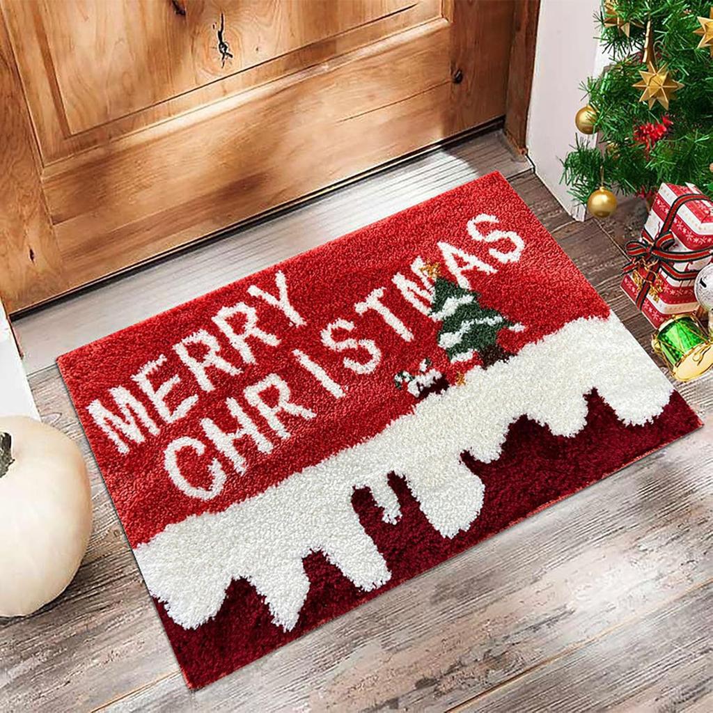 Christmas Door Mat Red Santa Claus Outdoor and Indoor Gingerbread Man Carpet  New Year  Merry Christmas Home Decor Foot Mat