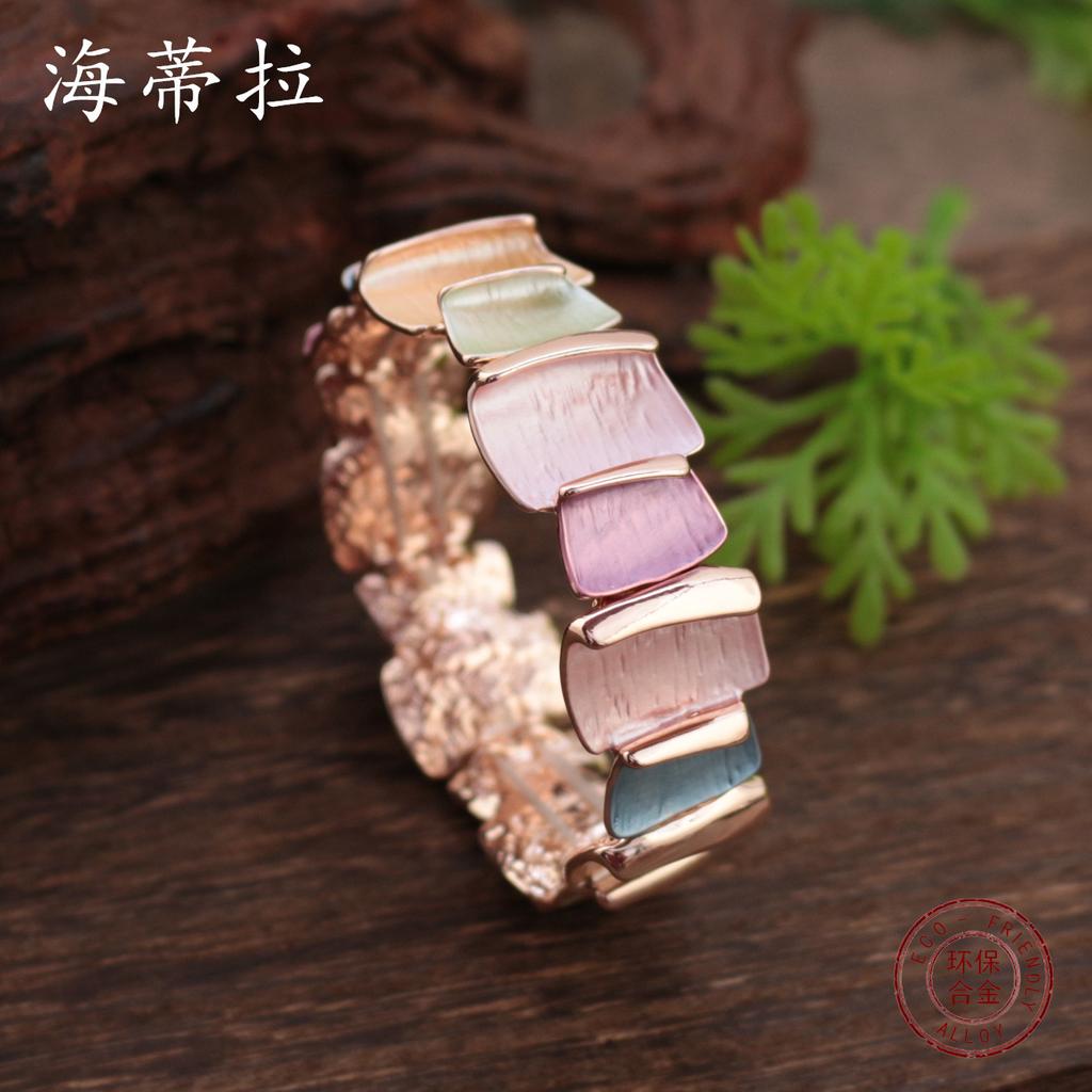 Цветная живопись маслом геометрический квадратный эластичный браслет, женский персонализированный простой геометрический универсальный браслет