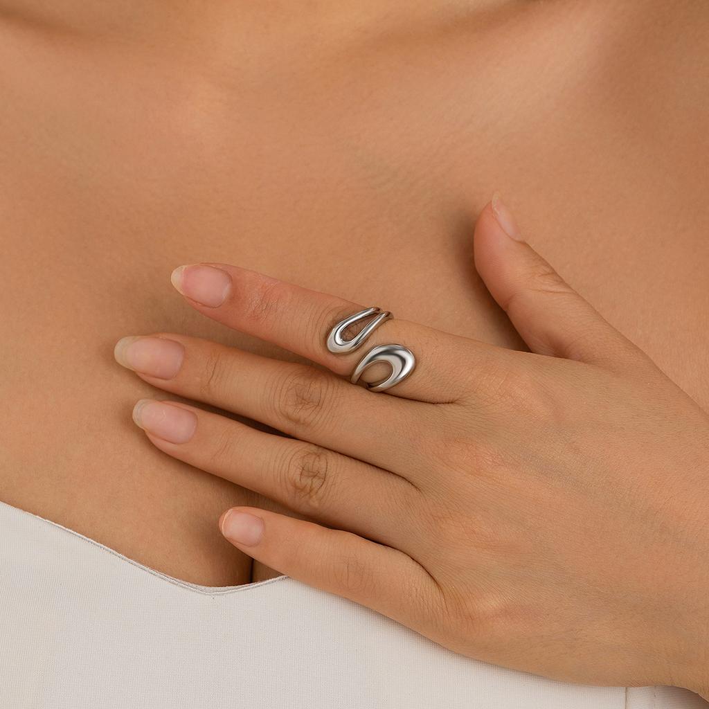 French Style Irregular Rings For Women Men Punk Fashion Hollow Out Geometric Gold Silver Color Knuckle Joint Ring Jewelry