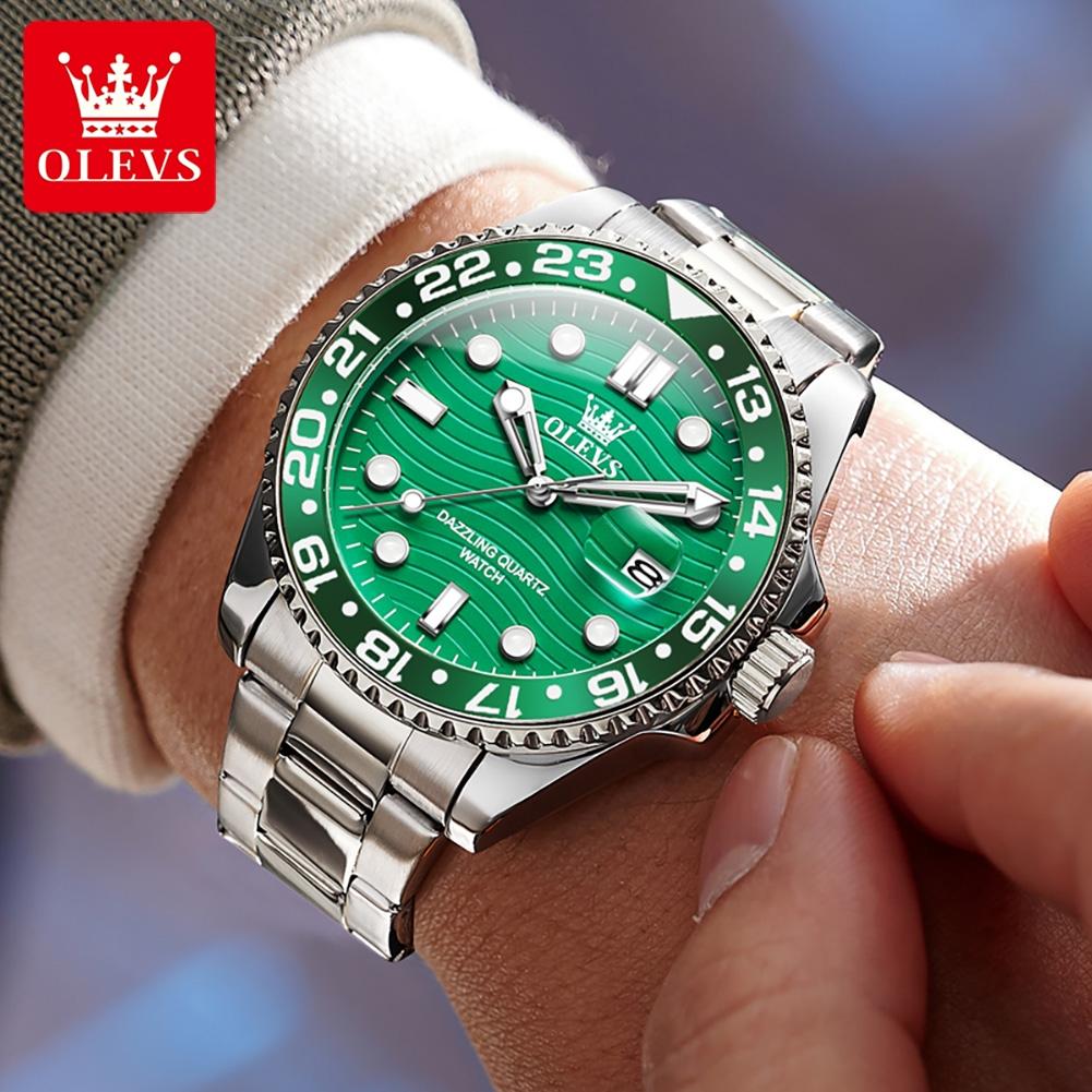 Новые мужские часы Роскошные кварцевые часы для мужчин Green Water Ghose Style Auto Date Diving Series Мужские часы