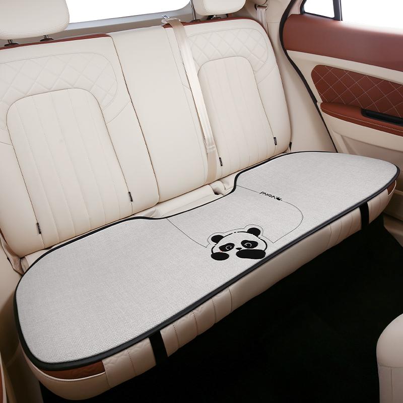 New Linen Cartoon Panda Car  Seat Cushion Non-slip Breathable Universal Car Seat Cover for Most Cars All Seasons Universal