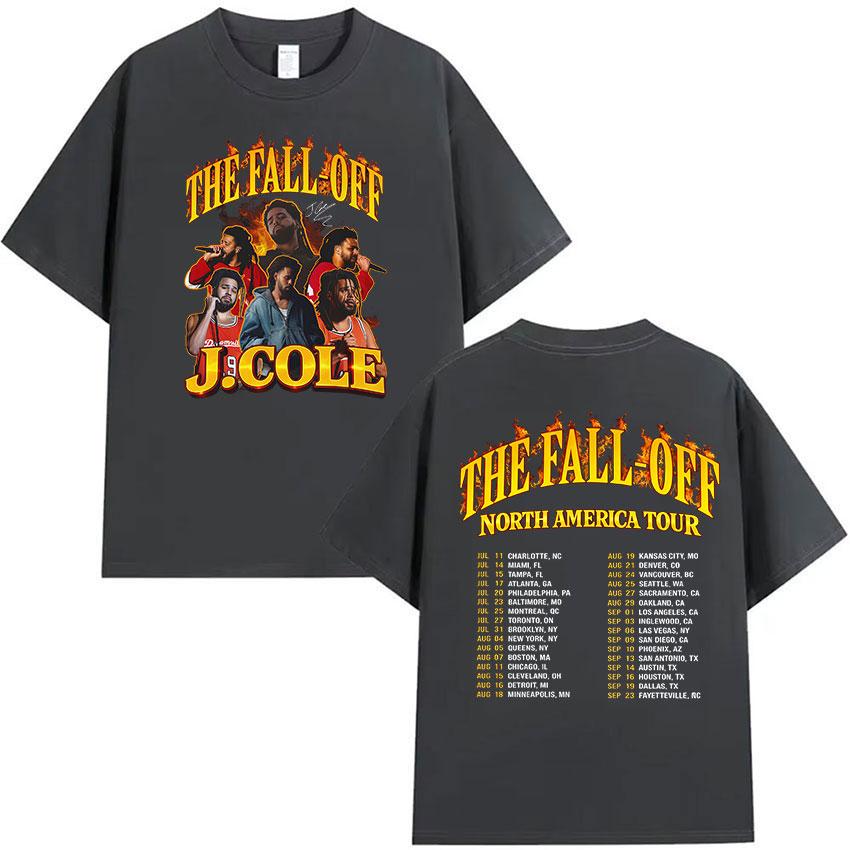 Rapper J.Cole The Fall Off North America Tour 2026 Graphic T-Shirt Unisex's Vintage High Quality Short Sleeve T Shirts Streetwear