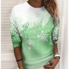 3D Print Green Snowflake Tshirts Ladies Tops Long Sleeve O-neck Pullover Femme T-shirts T Shirt For Women