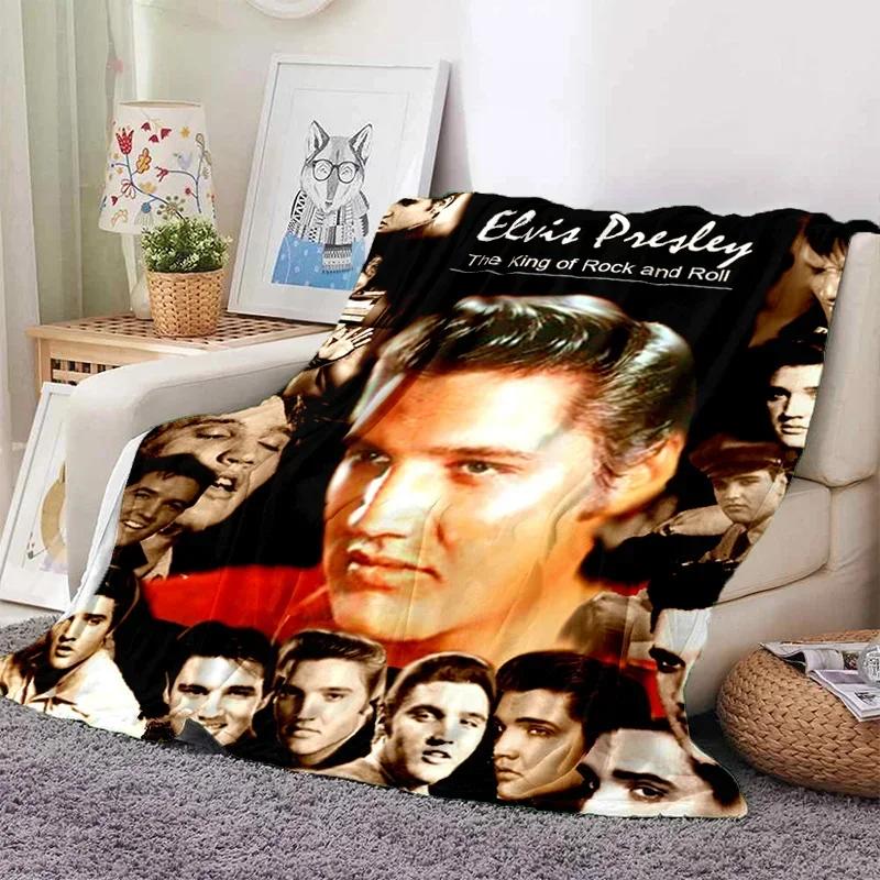 E-Elvis Presley Throw Blanket Soft Flannel Thin for Bed Sofa Cover Bedspread Home Deco Picnic Cooling Blankets for Beds Gift