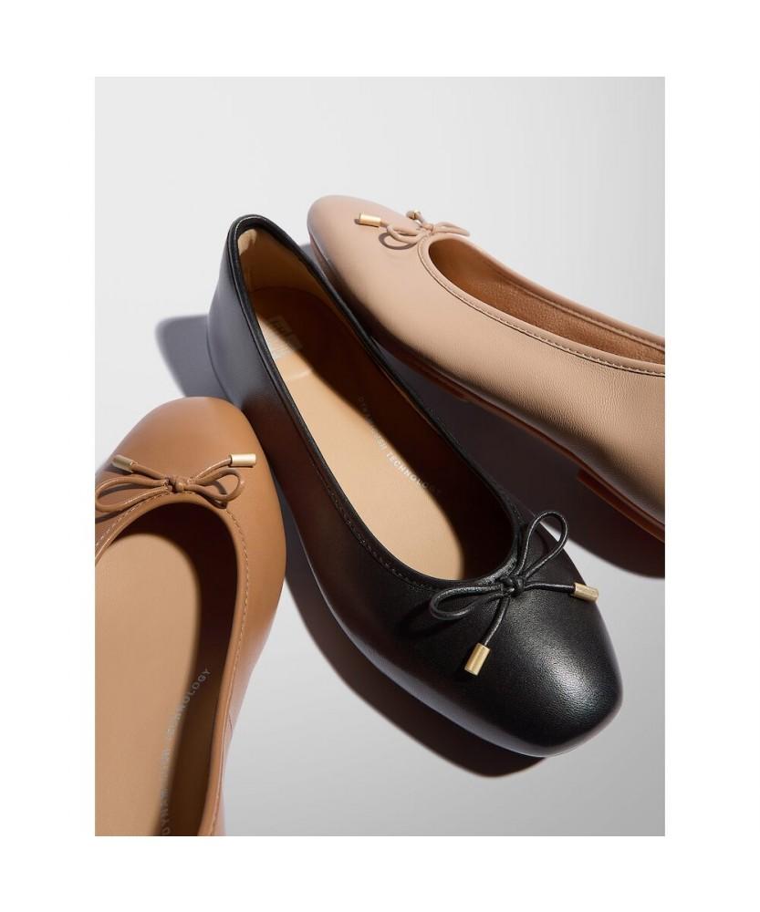 Fitflop Women'S Delicato Bow Soft Leather Ballerina Flats - Desert Tan (Ft61K2M01B)
