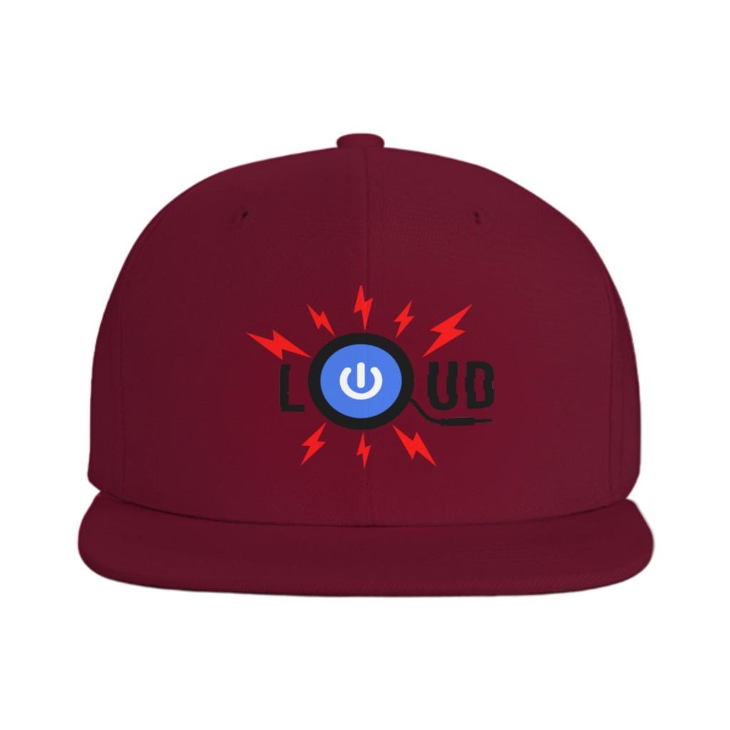 Loud Power Button Graphic Snapback Cap Unisex Polyester Casual Adjustable Flat Brim Hat