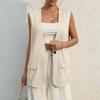 Ladies Summer Suit Jacket Work Casual Sleeveless V-Neck Single Button Solid Color Suit Vest