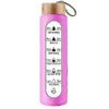 Yousheng 1000ML Water Bottle Wide Mouth Leak Proof High Borosilicate Glass Motivational Water Bottle with Sleeve for Home Gym Office White