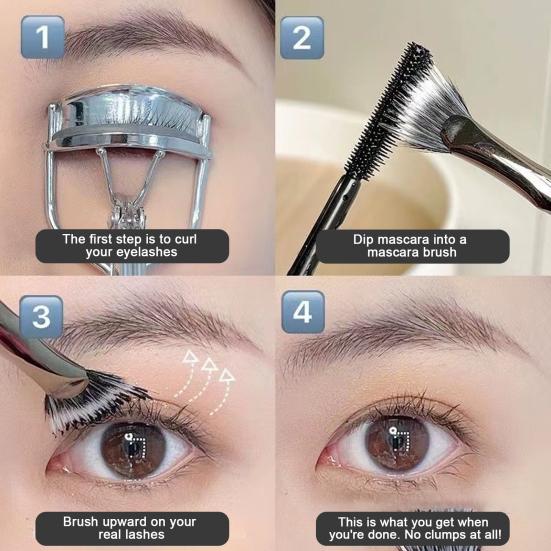 4Pcs Eyelash Brush Long Handle Scalloped Soft Bristles Lash Separation Mascara Fan Brush Women Girls Eye Makeup Tool