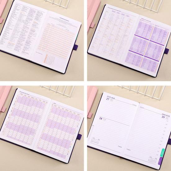 Faux Leather Cover 2024 Planner Notebook 12 Monthly Weekly Agenda Notebook with Elastic Closure Pen Loop Series