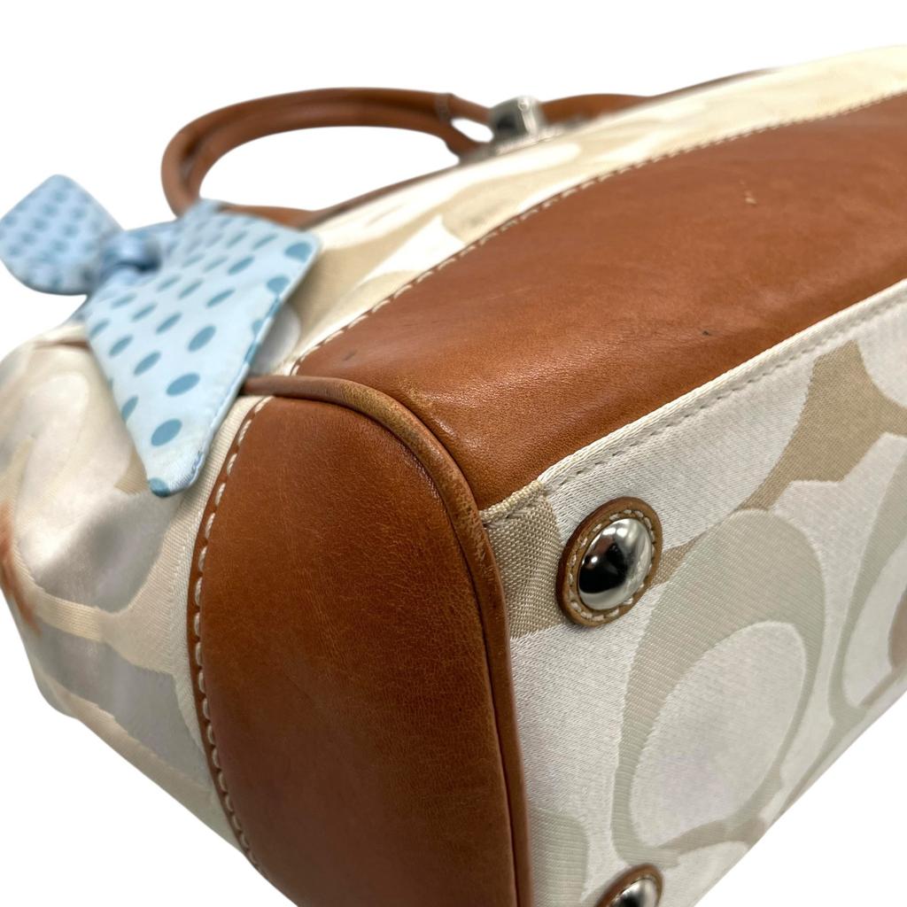 Used COACHHandbag white/Brown Canvas/leather Women