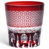 Mizukage Kiriko Glass Current Model J-kitchens Cup, 85xH90mm, 260cc, Sashiko, Red, Bisho,