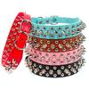 Adjustable Leather Pet Dog Collar Neck Strap Supplies PU Leather Punk Rivet Spiked Dog Collar Pet Collars For Small Dog Cat