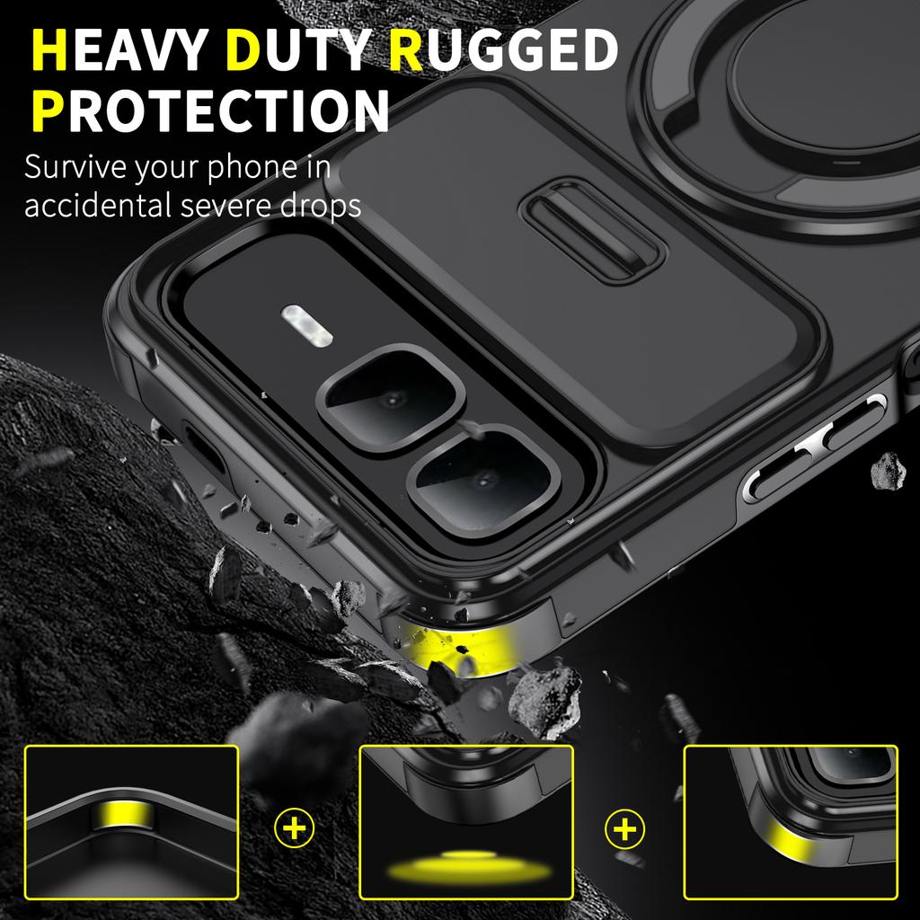 Магнитная подставка-кольцо Чехол для телефона Для Infinix Smart 10 Plus Защита объектива камеры-слайдера TPU рамка Жесткая пластиковая задняя крышка Fundas