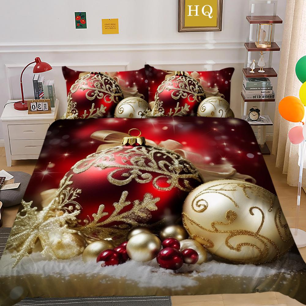 Christmas Tree 3D Printed Polyester Pillowcase Quilt Cover Two Or Three-Piece Set