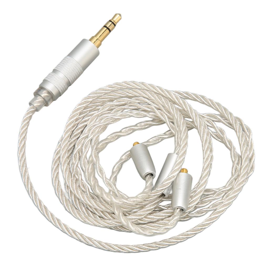 Replacement Earphone Cable Silver Plated Copper HiFi 4 Core MMCX To 3.5mm Sound Jack 3.9ft Upgrade