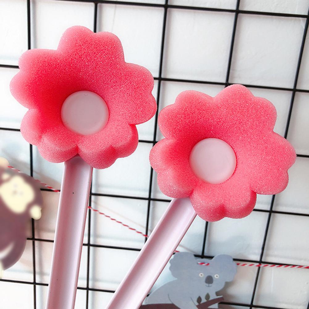 Sponge Brush Household Flower Shaped Long Handle Sponge Cup Brush Bottle Cleaning Brush
