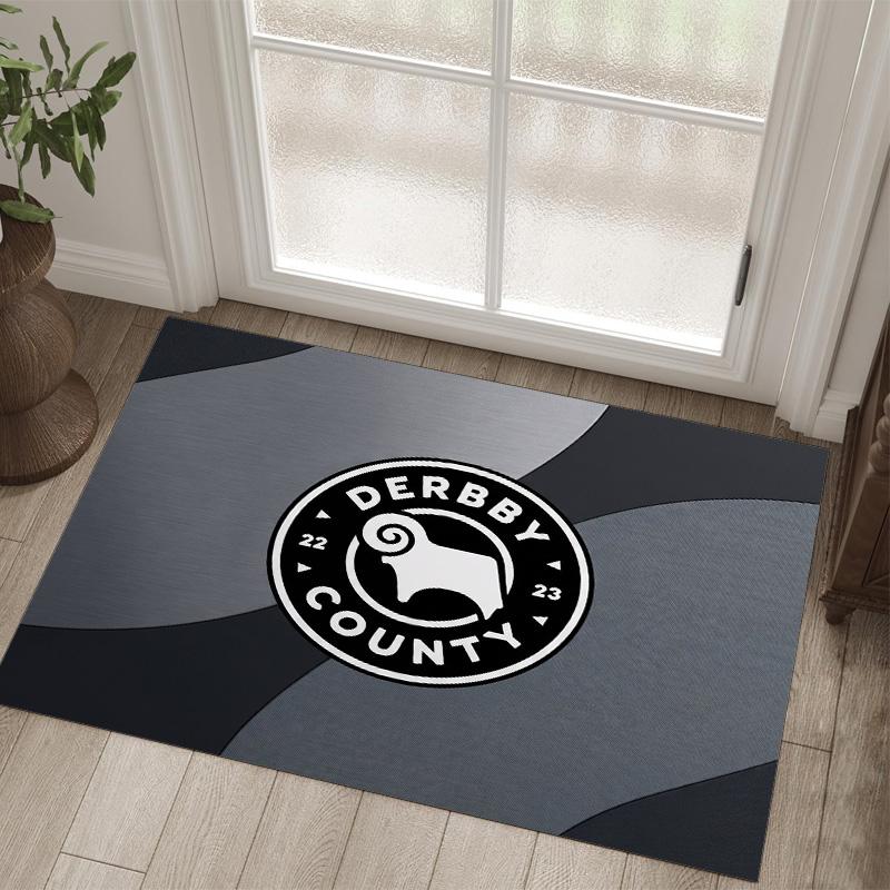 Derby County Football Design Crystal Velvet Carpet Cozy Non?Slip Printed Rug For Bedroom Living Room Entrance