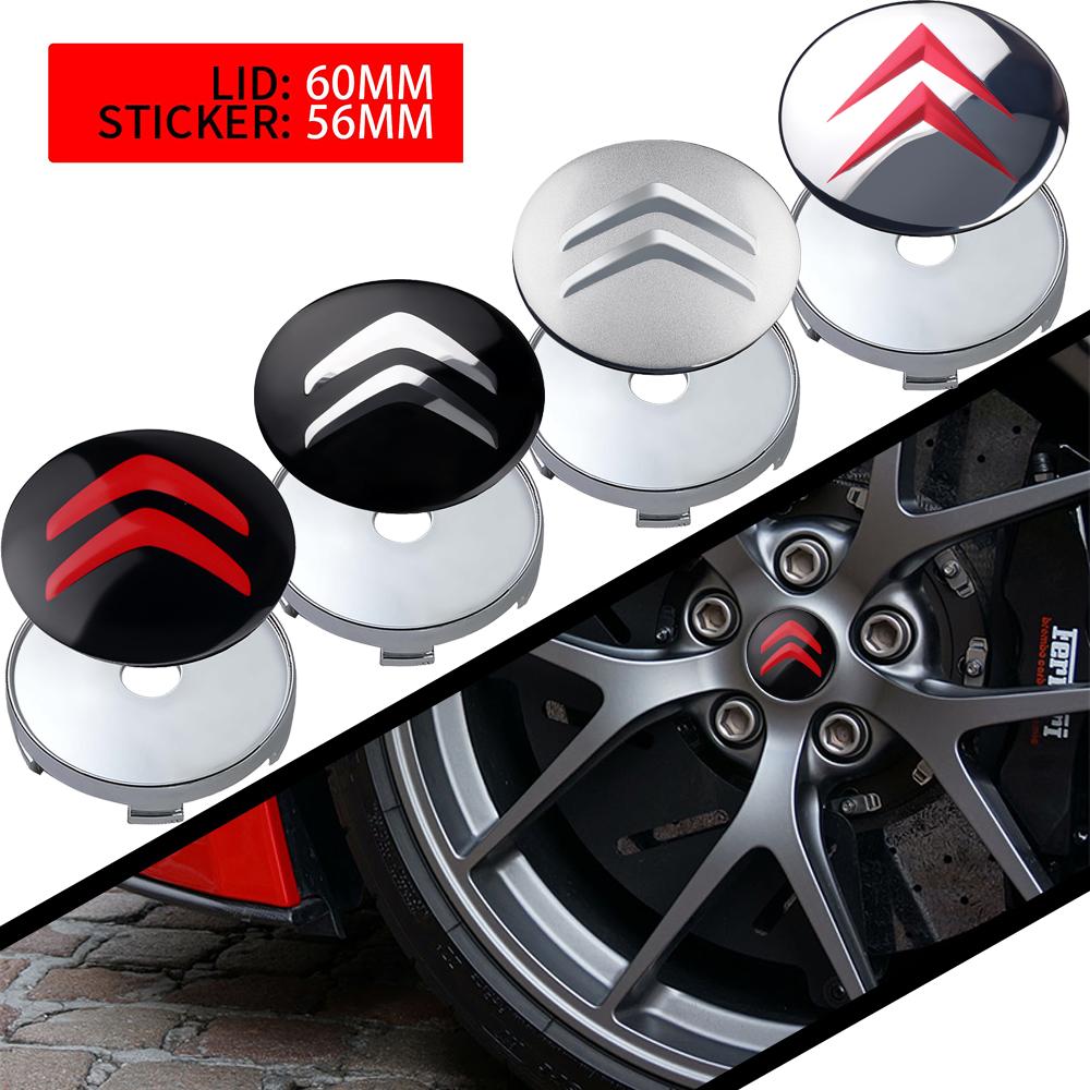 4pcs 60mm Car Emblem Wheel Hub Center Cap Badge Covers Sticker Decal Styling Accessories For Citroen C4 C5 C1 DS3 Picasso C2 C3