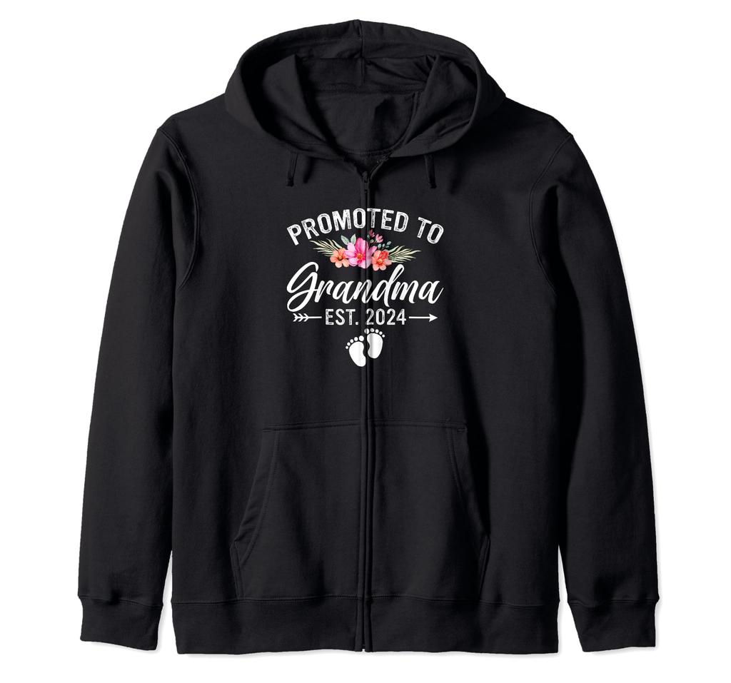 Promoted to Grandma 2024 First new grandmother pregnancy Zip hoodie