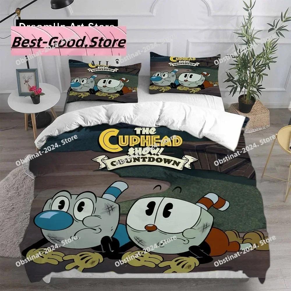 Милый мультяшный игровой набор постельного белья с изображением Cuphead: пододеяльник, наволочка. Для взрослых, мальчиков, девочек. Украшение для спальни. Детский подарок. Односпальный, двуспальный, большой