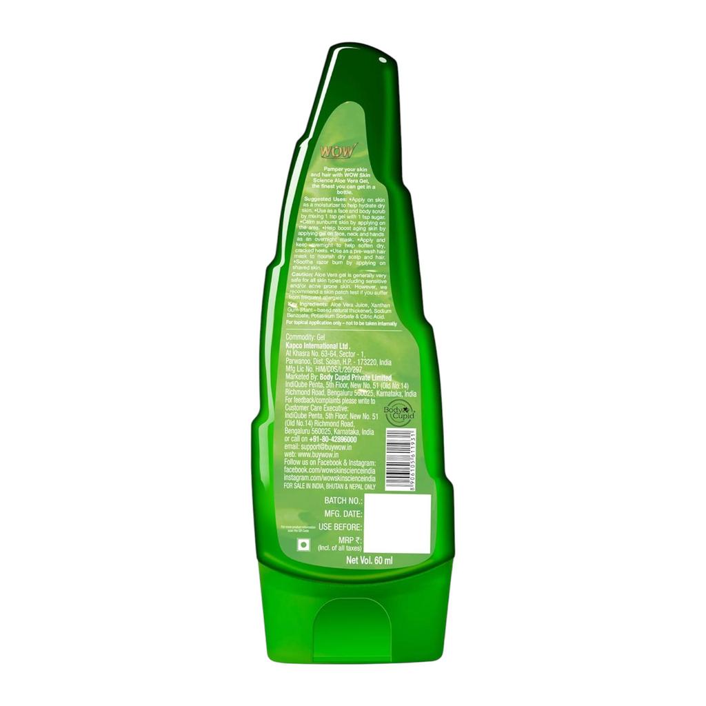 WOW Skin Science Aloe Vera Multipurpose Beauty Gel for Skin and Hair 60 Ml Daily Moisturizer
