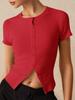 Women's Ribbed Knit Cropped Cardigan Short Sleeve Button Down Slim Fit Sweater Top