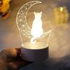 Creative Sleep Lights Acrylic Table Lamp Home Decor Moon Cat Figure Nightlight  Christmas